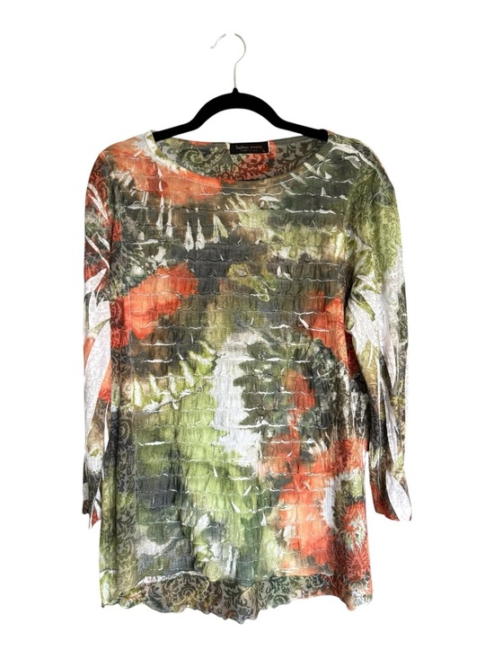 Katina Marie Tops - Katina Marie Abstract Floral Mesh Top Made in USA XL Lagenlook Artsy Boho